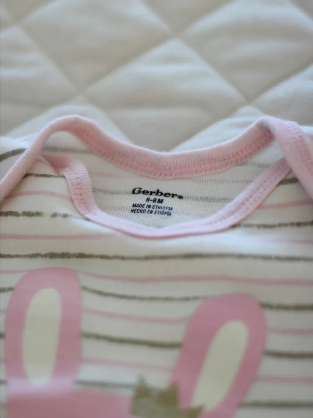 Gerber White Cream Pink Striped 